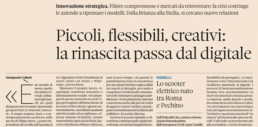 Интервью с Филиппо Берто в газете Солнце 24 часа Il Sole 24 Ore