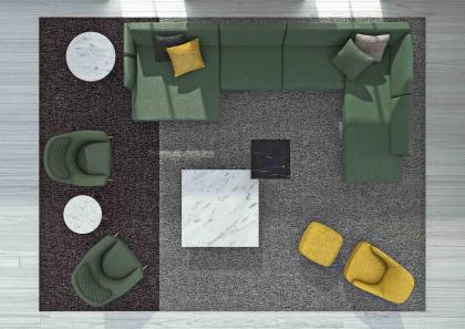 Модульная композиция дивана Dee Dee в зеленой ткани с большим полуостровом - BertO