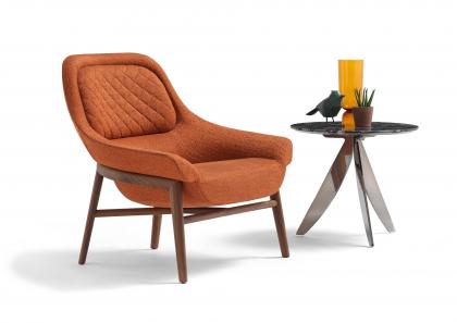 Кресло Hanna из оранжевой ткани с журнальным столиком Circus