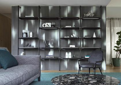 Модульный диван Time Break с креслом, журнальными столиками и книжным шкафом - BertO